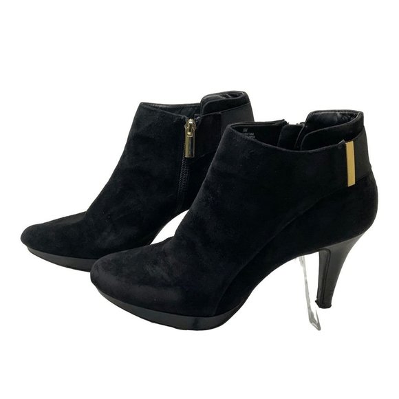 Bandolino Shoes - BANDOLINO Heeled Suede Ankle Boot Side Zip Black Size 9